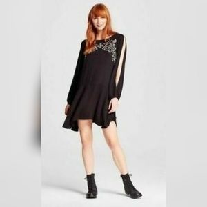 XHILARATION Black Embroidered Dress M